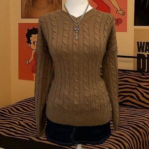 Love Change Brown V-Neck Sweater – M